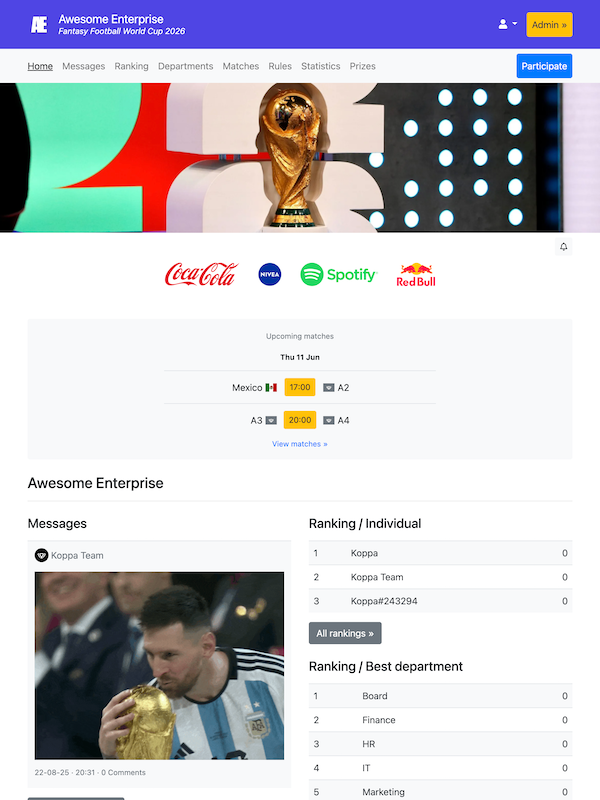 Exemple d'une plateforme de pronostics personnalisée