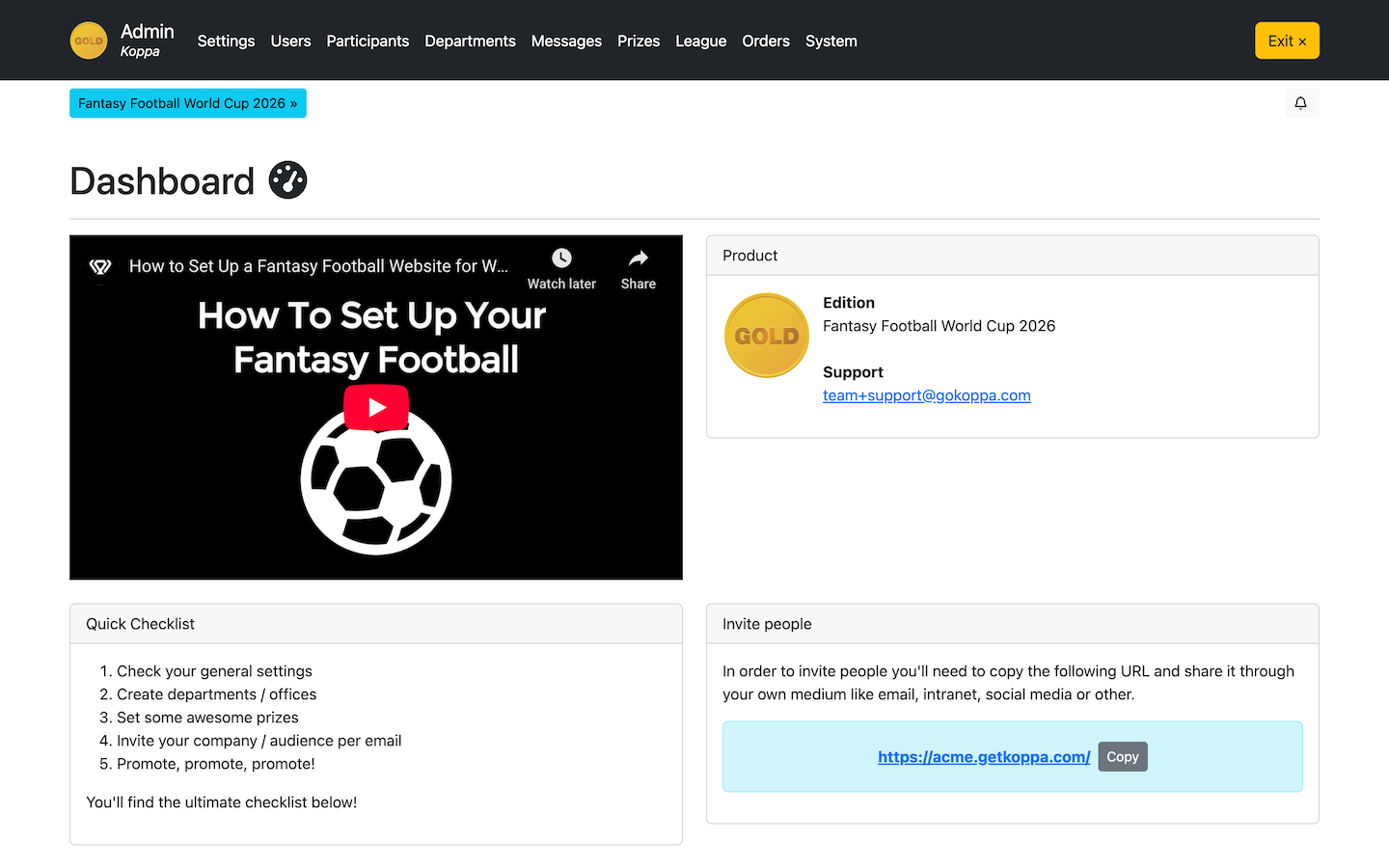 Admin Panel - Coupe du Monde 2026